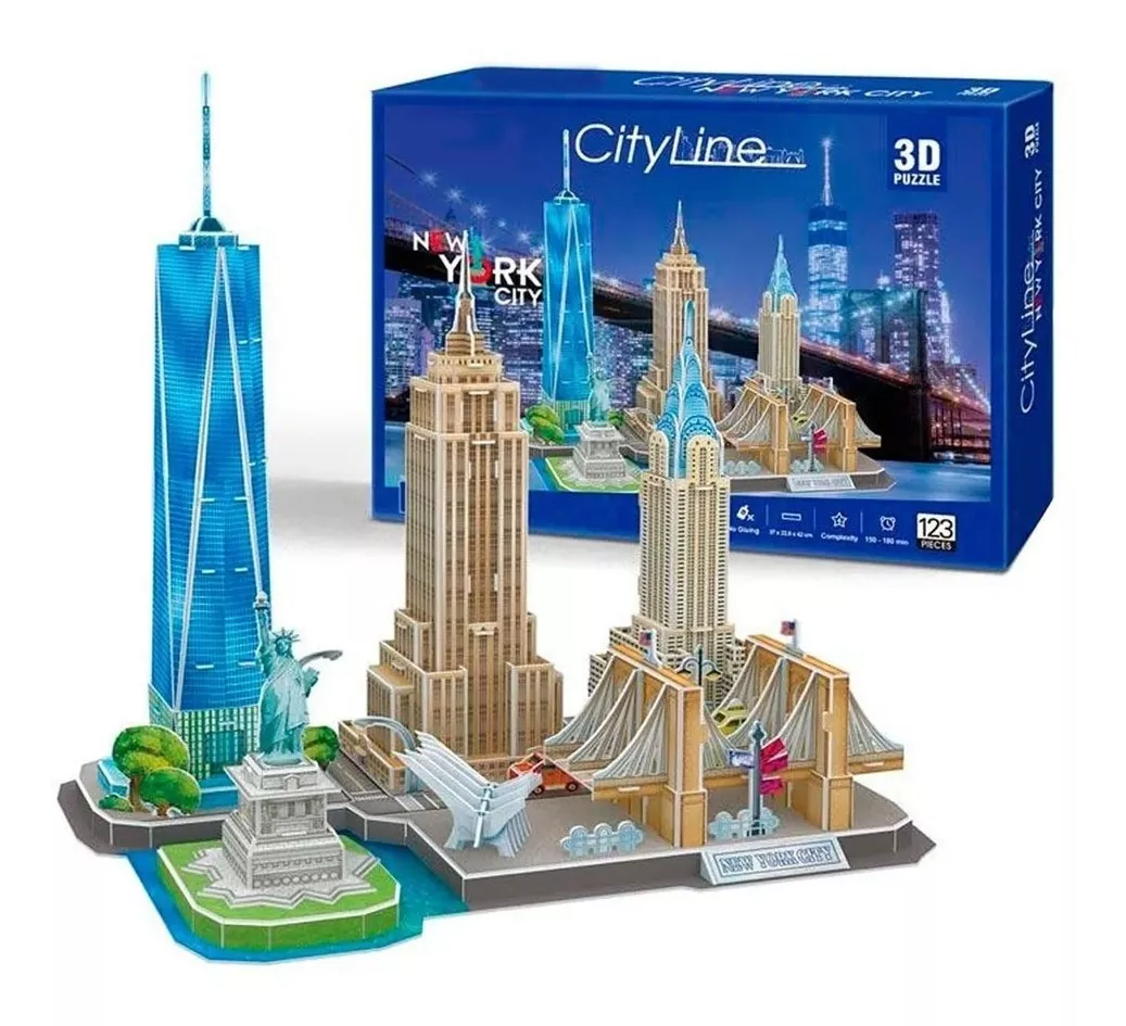 Rompecabezas Puzzle 3d New York City 123 Piezas Juegos-0