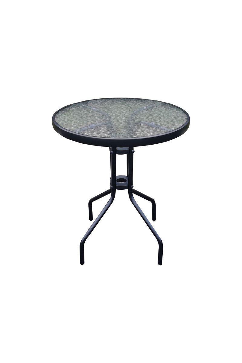 Mesa de terraza de vidrio y acero 70x60 cm Negra-0