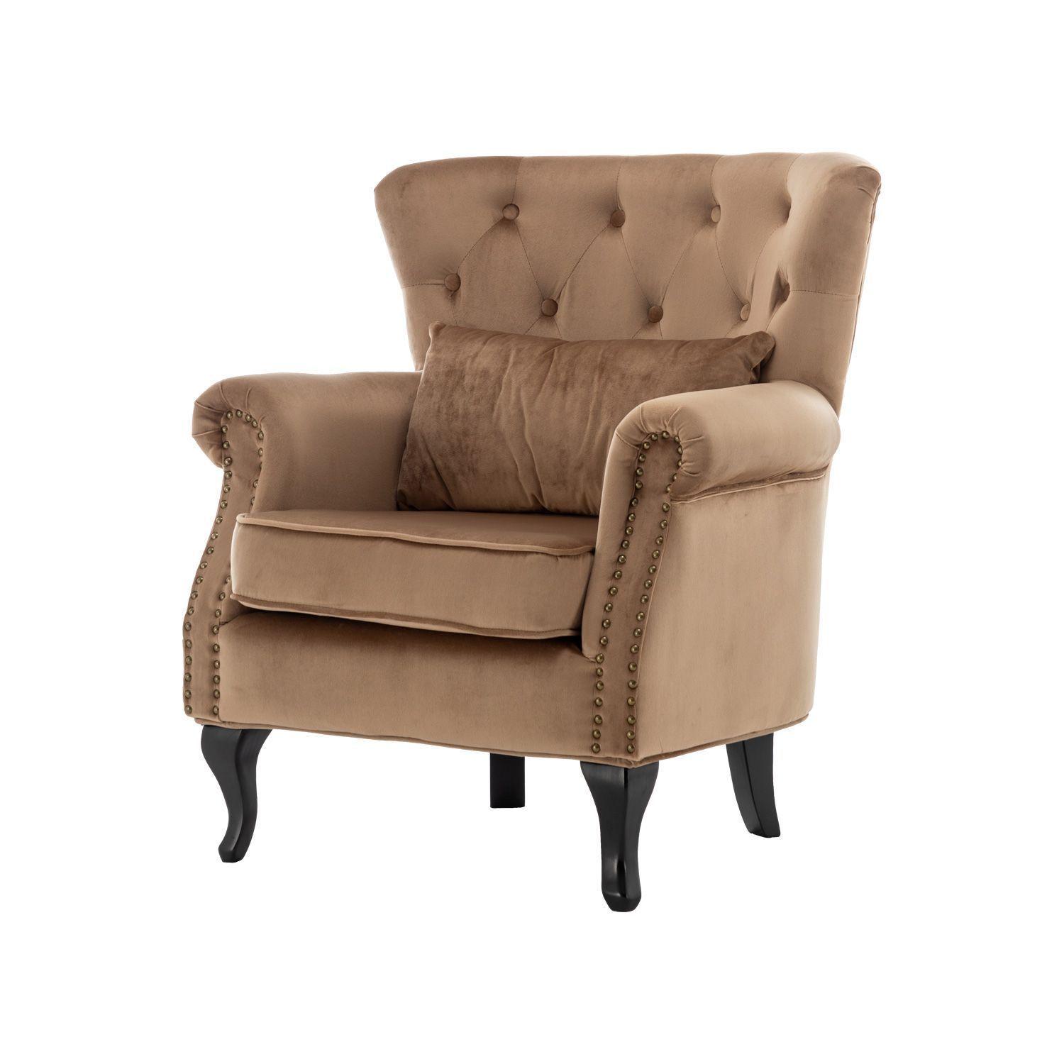 Poltrona de Terciopelo Roma Beige-0