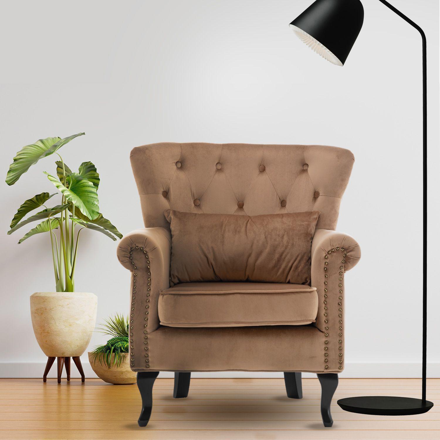 Poltrona de Terciopelo Roma Beige-5