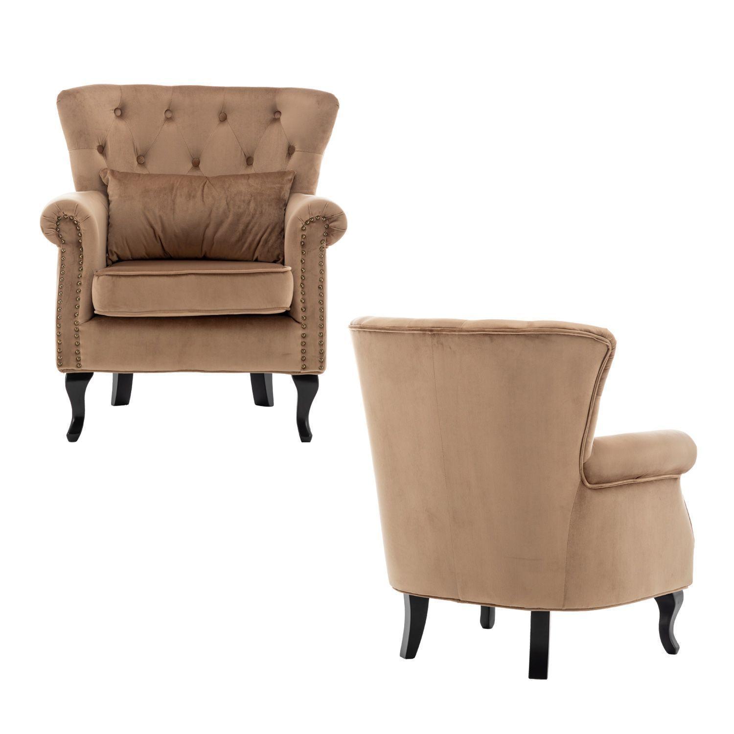 Poltrona de Terciopelo Roma Beige-3