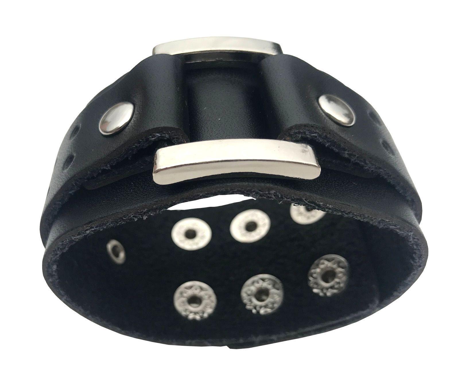Pulsera Cuero Negra Hebilla Metalica-2