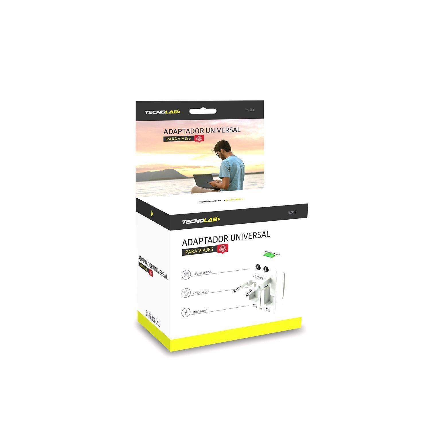 Protector de Voltaje Adaptador Universal Para Viajes 2 Puerto USB -3