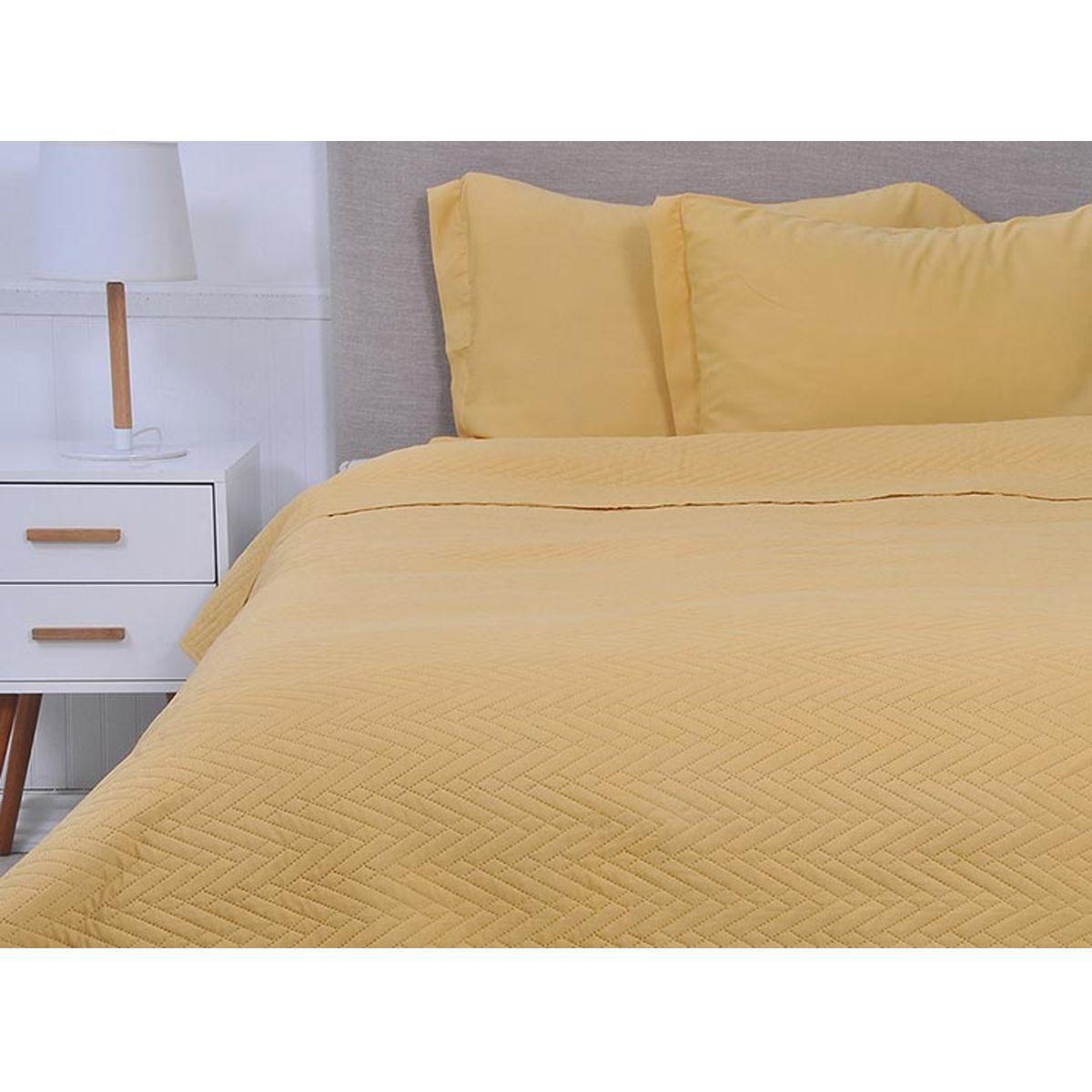 CUBRECAMAS QUILT - MOSTAZA - CORDOBA - 2 PLAZAS - MASHINI-0