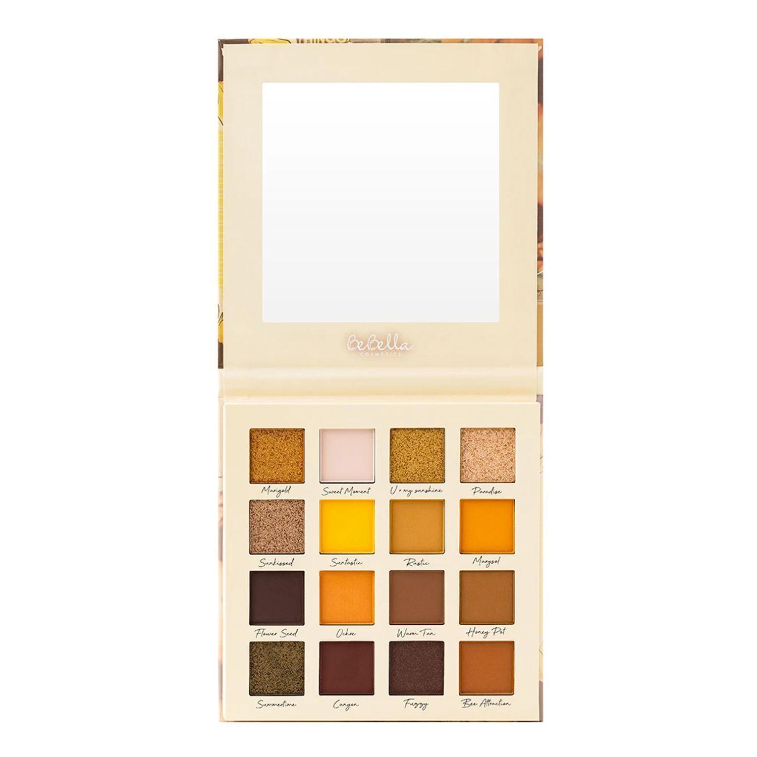 Pack Paleta De Sombras Sweet Sunflower De BeBella Cosmetics + Set 12 Brochas Holo Fun y Estuche Beauty Creations-1