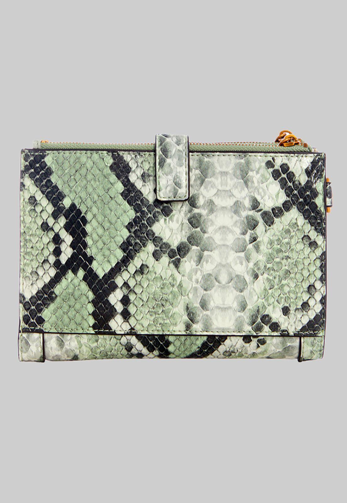 Billetera Abey Double Zip Organizer Verde Guess-1