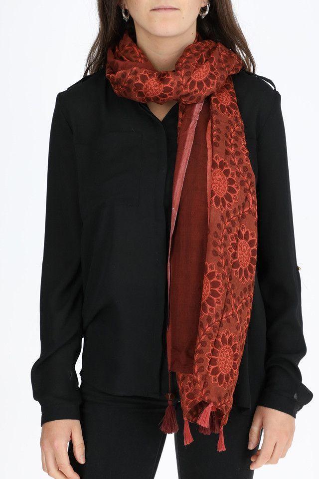 Pañuelo Estampado Garden Burdeo Humana-0