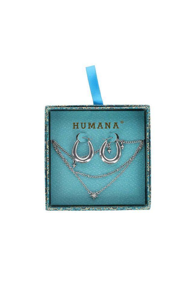 Set Collar y Aro York Plateado Humana-1