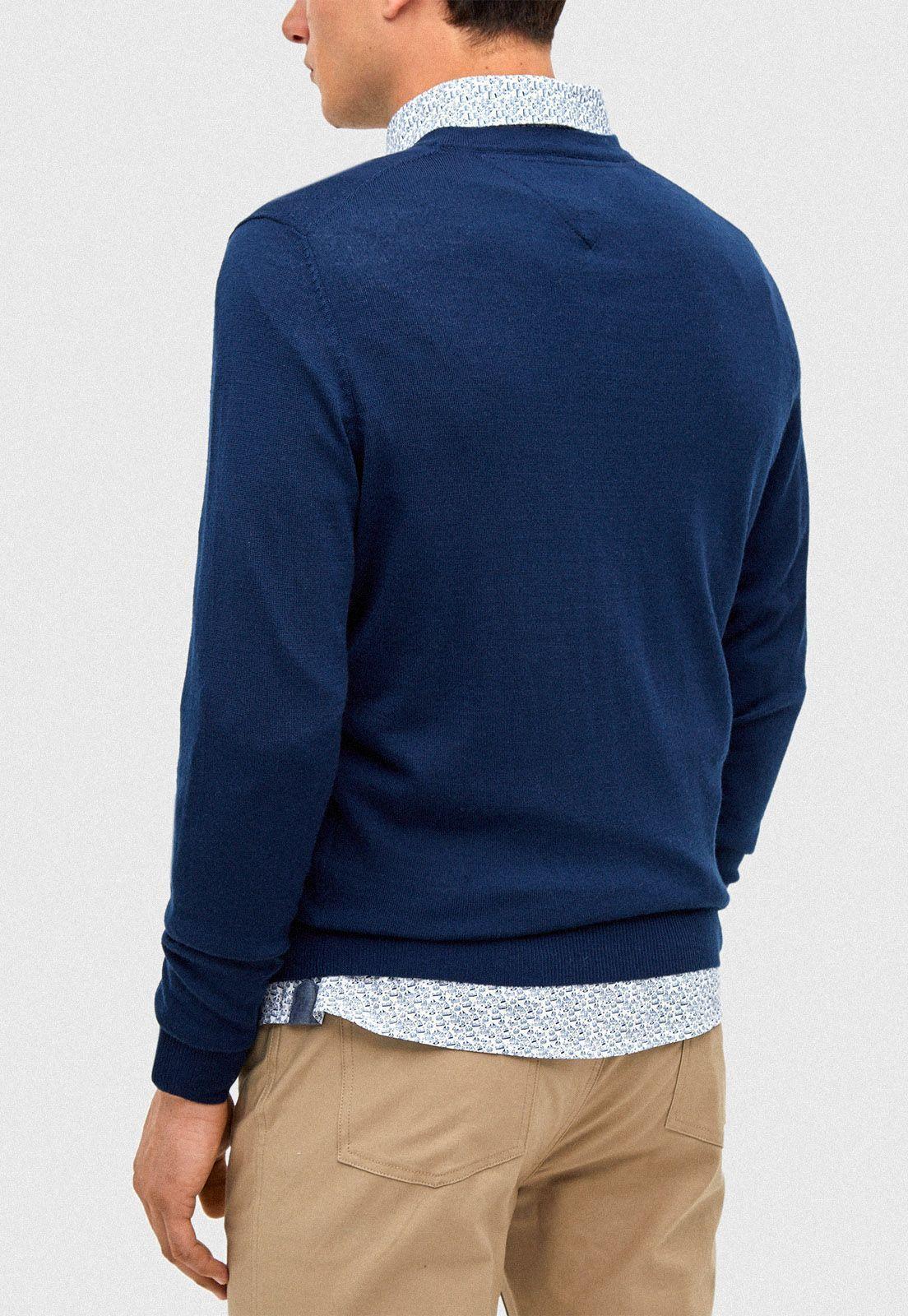 Sweater V Neck  Azul Melange-1
