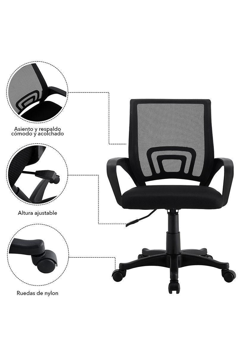 Silla de Oficina Ajustable Comfort Plus Negro-4