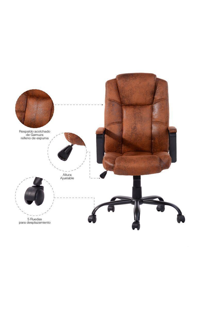 Silla de Oficina Vintage Acolchada Café-4