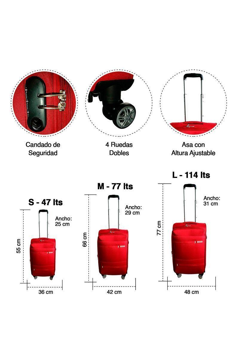 Set de Maletas Blandas Támesis S M L Rojo-2