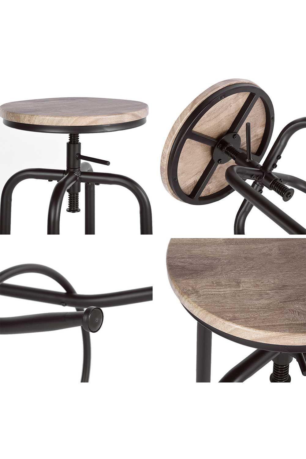 Pack 2 Piso de Bar Taburete Altura Ajustable Café-4