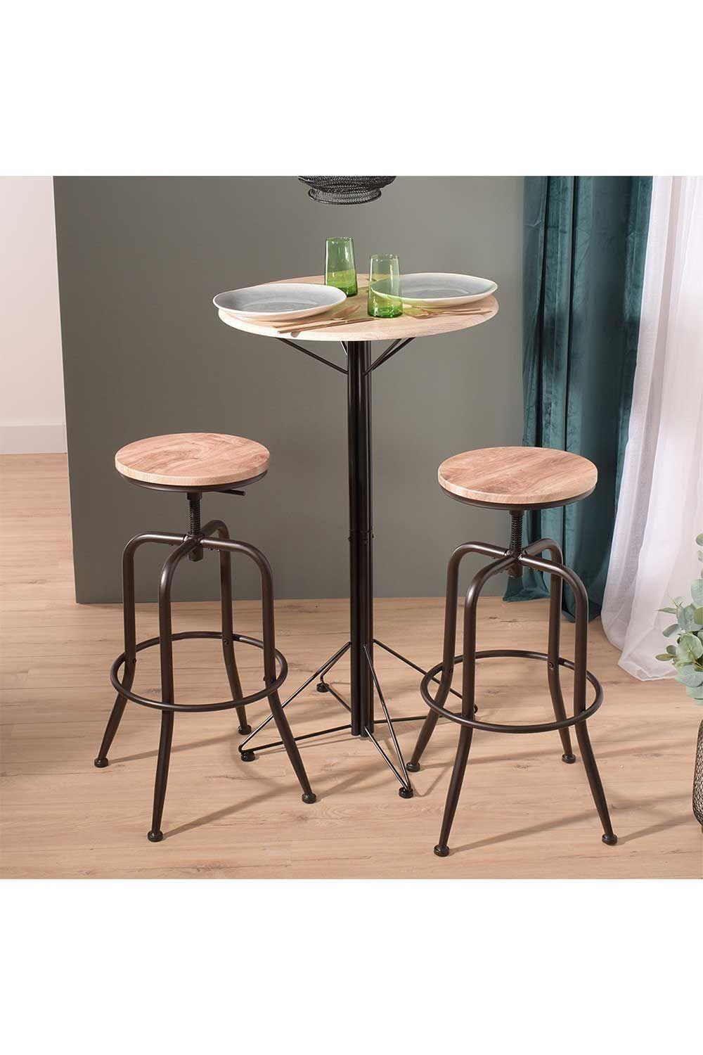 Pack 2 Piso de Bar Taburete Altura Ajustable Café-3