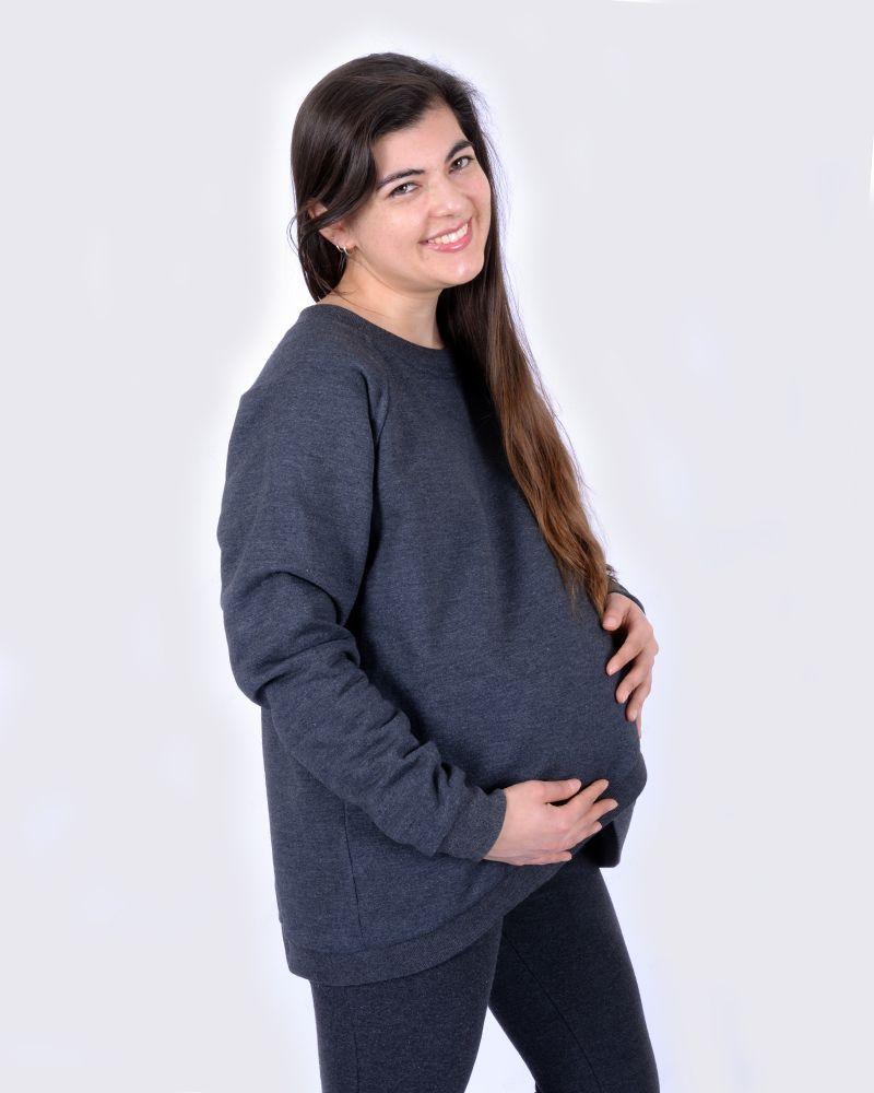 Polerón Maternal y Lactancia Cruzado Gris Marengo-0