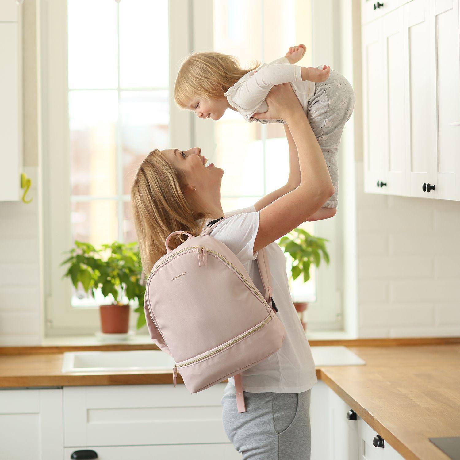 Mochila grande para pañales SIENA para laptop 13"- rosado-3