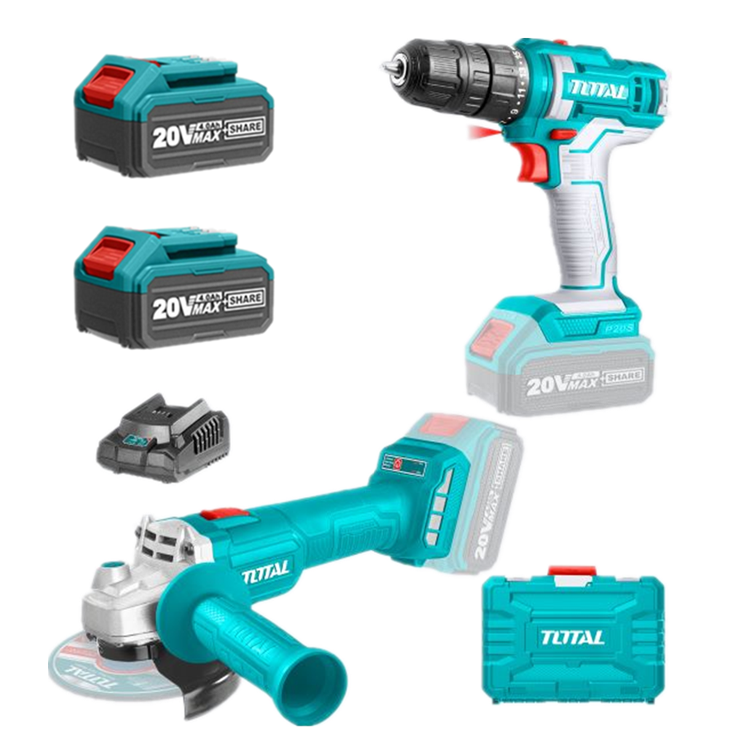 Taladro Atornillador+ Galletera Esmeril 20v Total-0