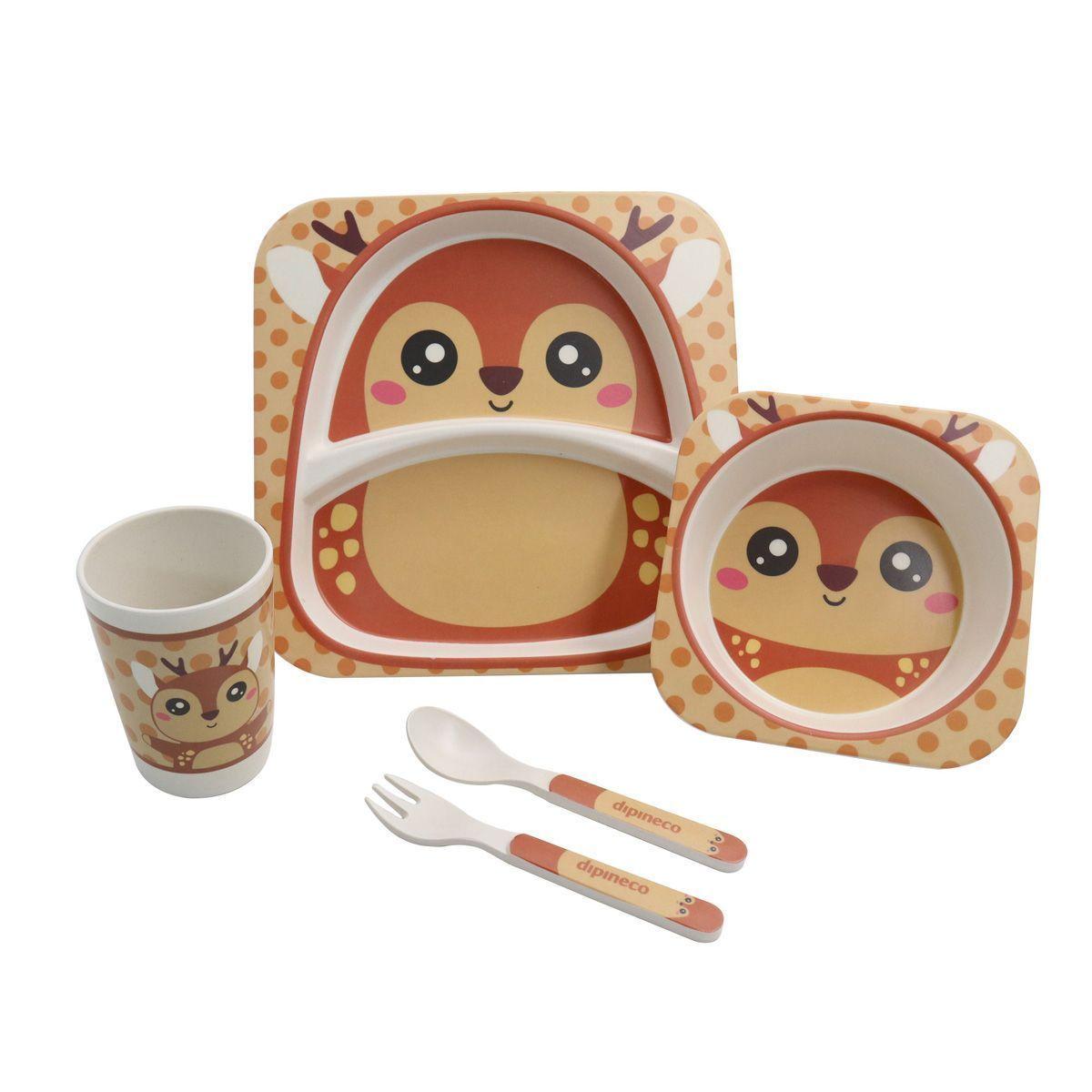 Set Platos Niño Cubiertos Tenedor Cuchara Y Vaso -0