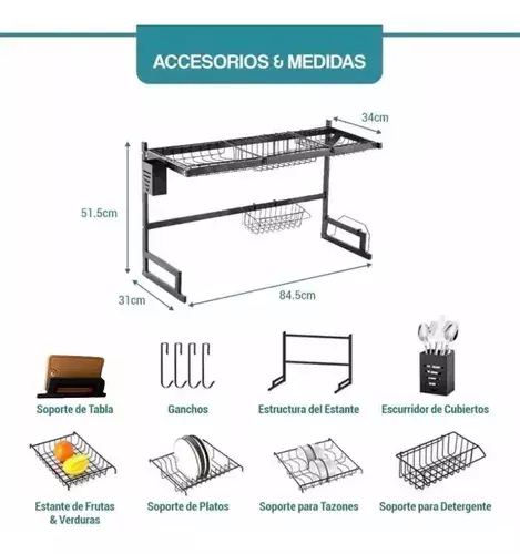 Escurridor De Platos Y Servicios Secador Vajilla Organizador-2