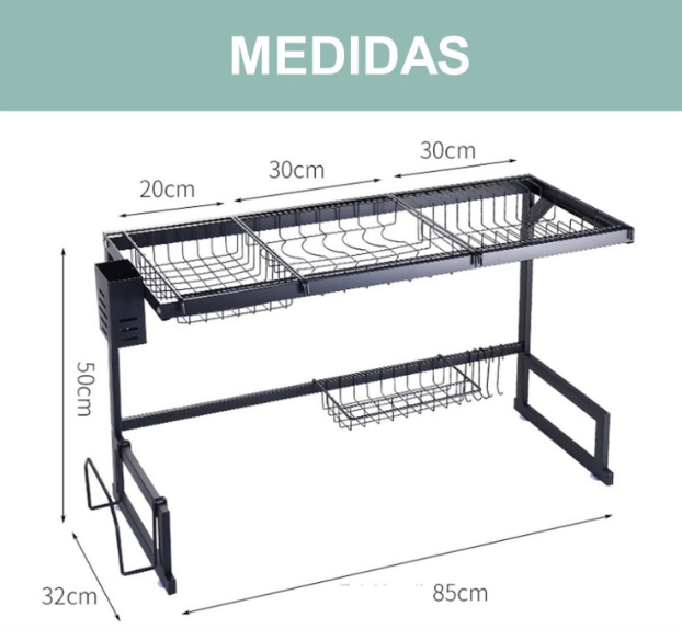 Escurridor De Platos Y Servicios Secador Vajilla Organizador-3