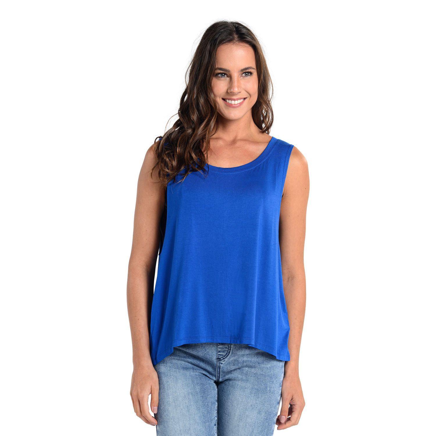 TOP ASIMETRICO CON TIRANTES CAFFARENA AZUL-0