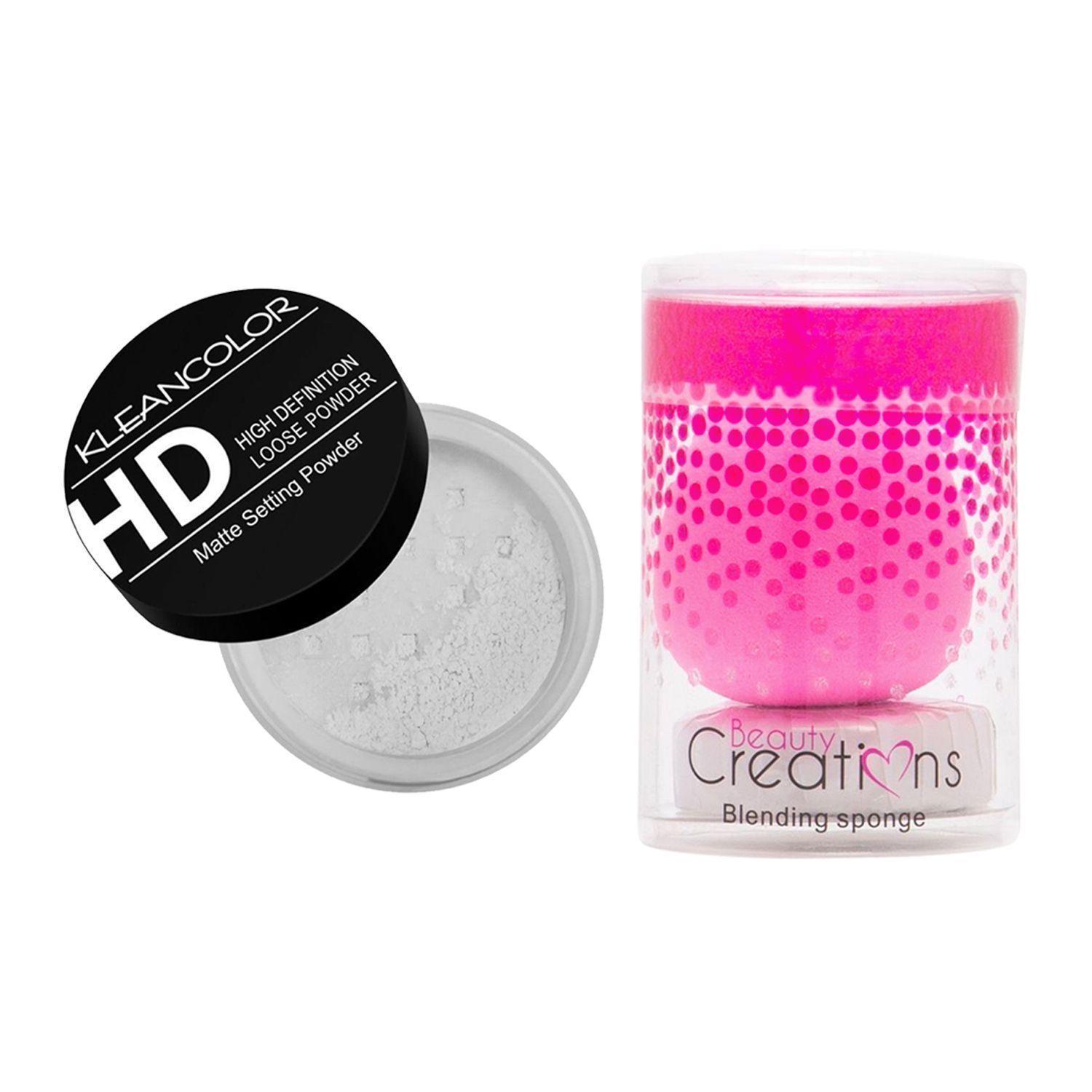 Pack Polvo Fijador Traslúcido High Definition De KleanColor + Esponja De Maquillaje "Blending Sponge" Con Jabón Beauty Creations-0