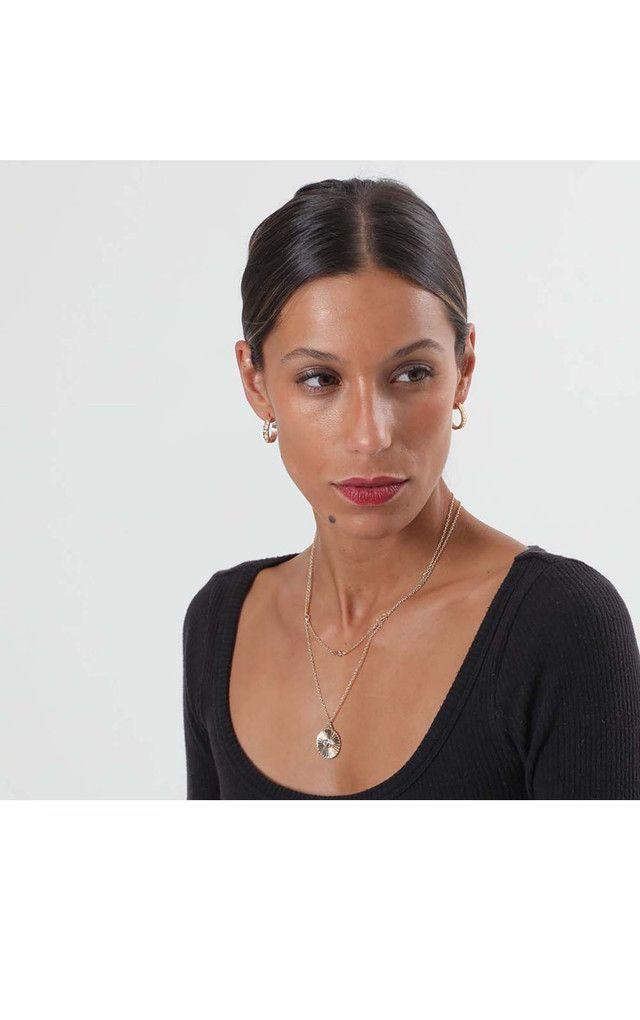 Set Collar y Aros Dorado Barro Humana-1