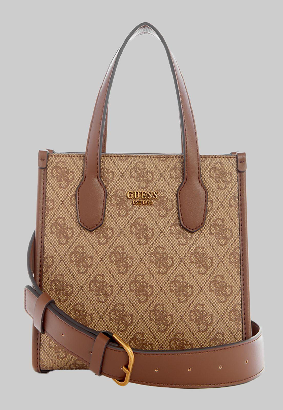 Mini Cartera Guess Silvana 2 Cmprtmnt Mini Tote Lgw Café-0