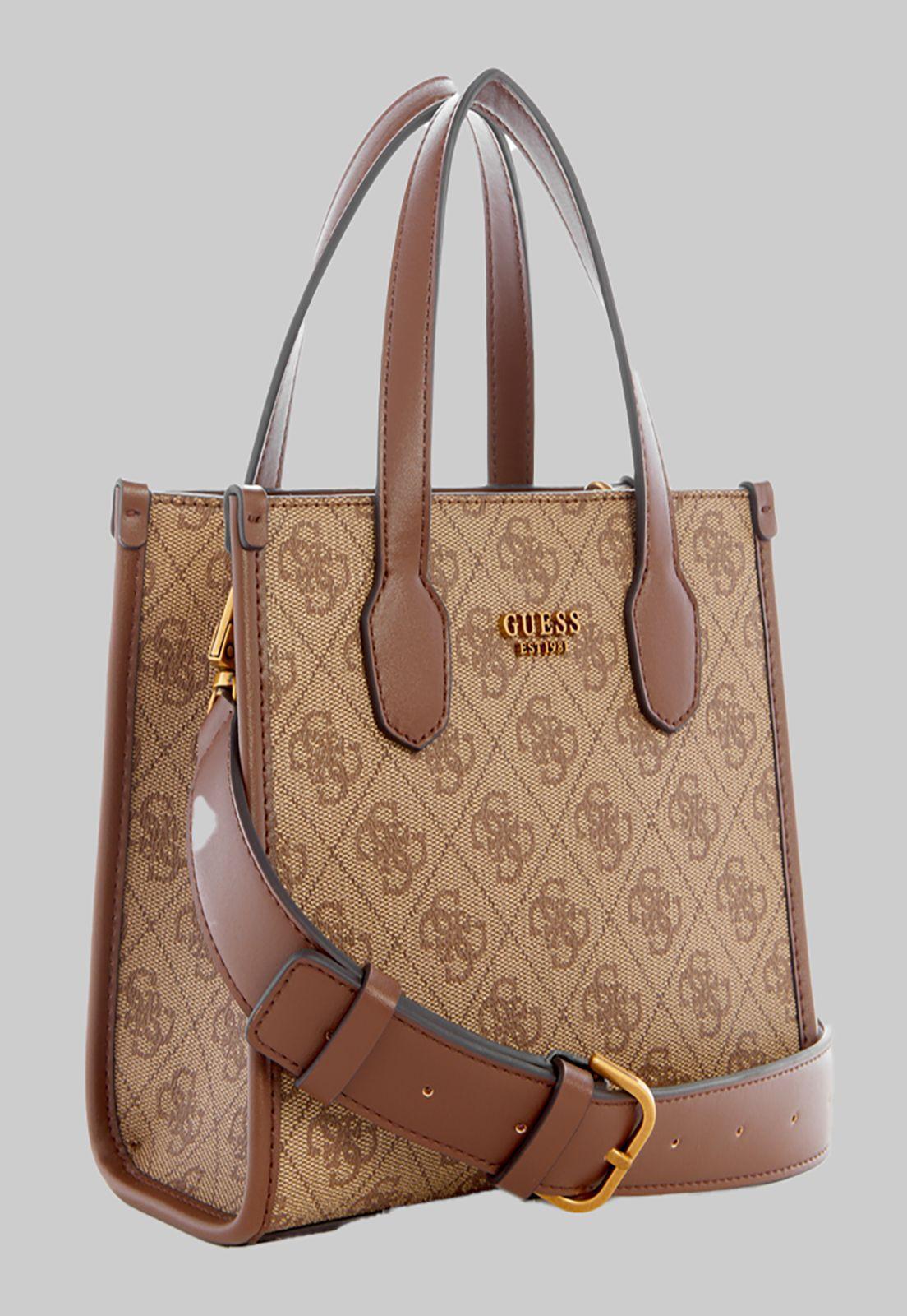 Mini Cartera Guess Silvana 2 Cmprtmnt Mini Tote Lgw Café-1