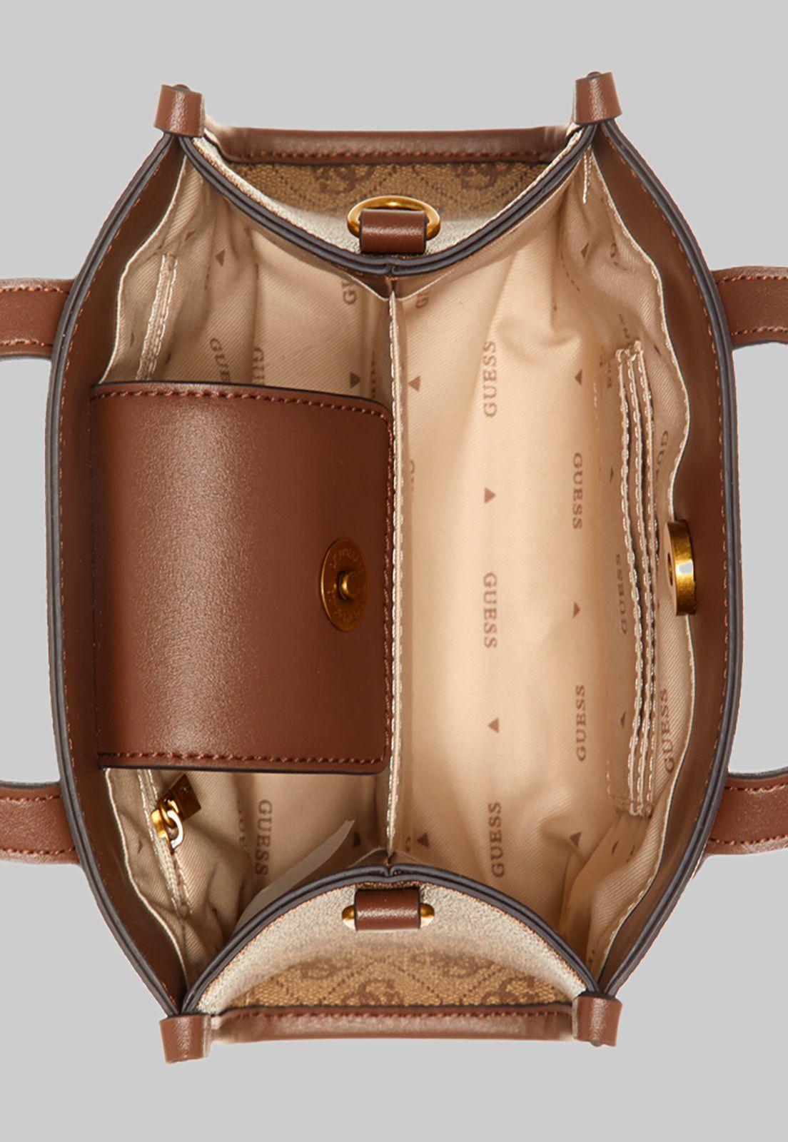 Mini Cartera Guess Silvana 2 Cmprtmnt Mini Tote Lgw Café-3