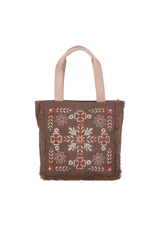 Cartera Hombro Flores Café Humana-0