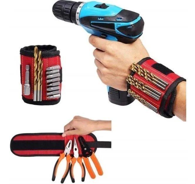 Pulsera Muñequera Magnética Sujeta Herramientas Tornillos-0