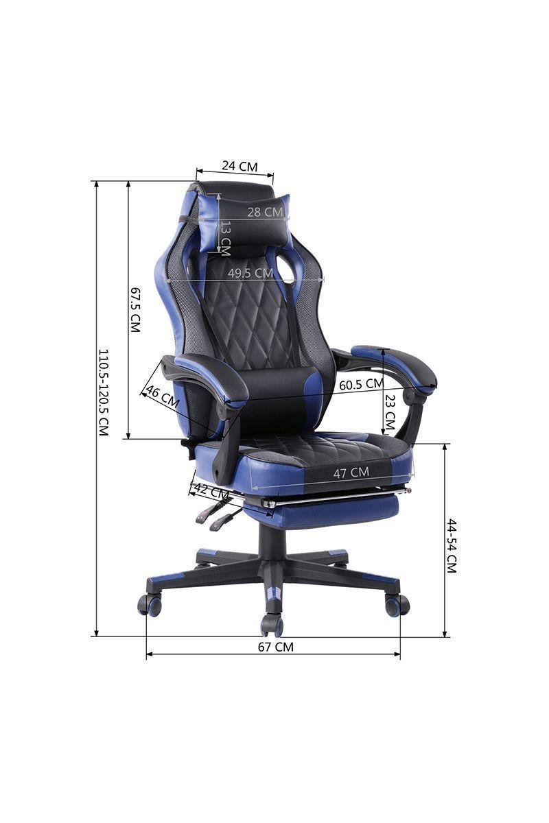 Silla Gamer Reclinable 150° Reposapiés Azul-2