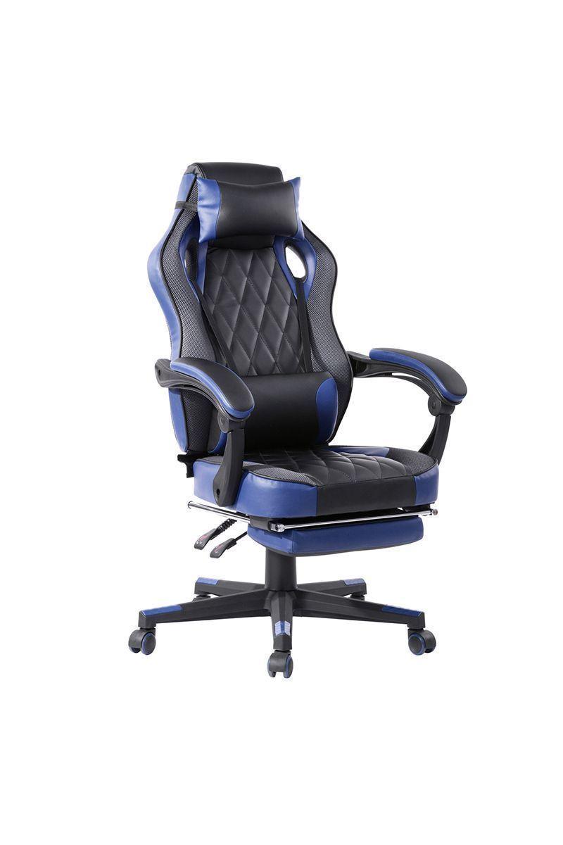 Silla Gamer Reclinable 150° Reposapiés Azul-0