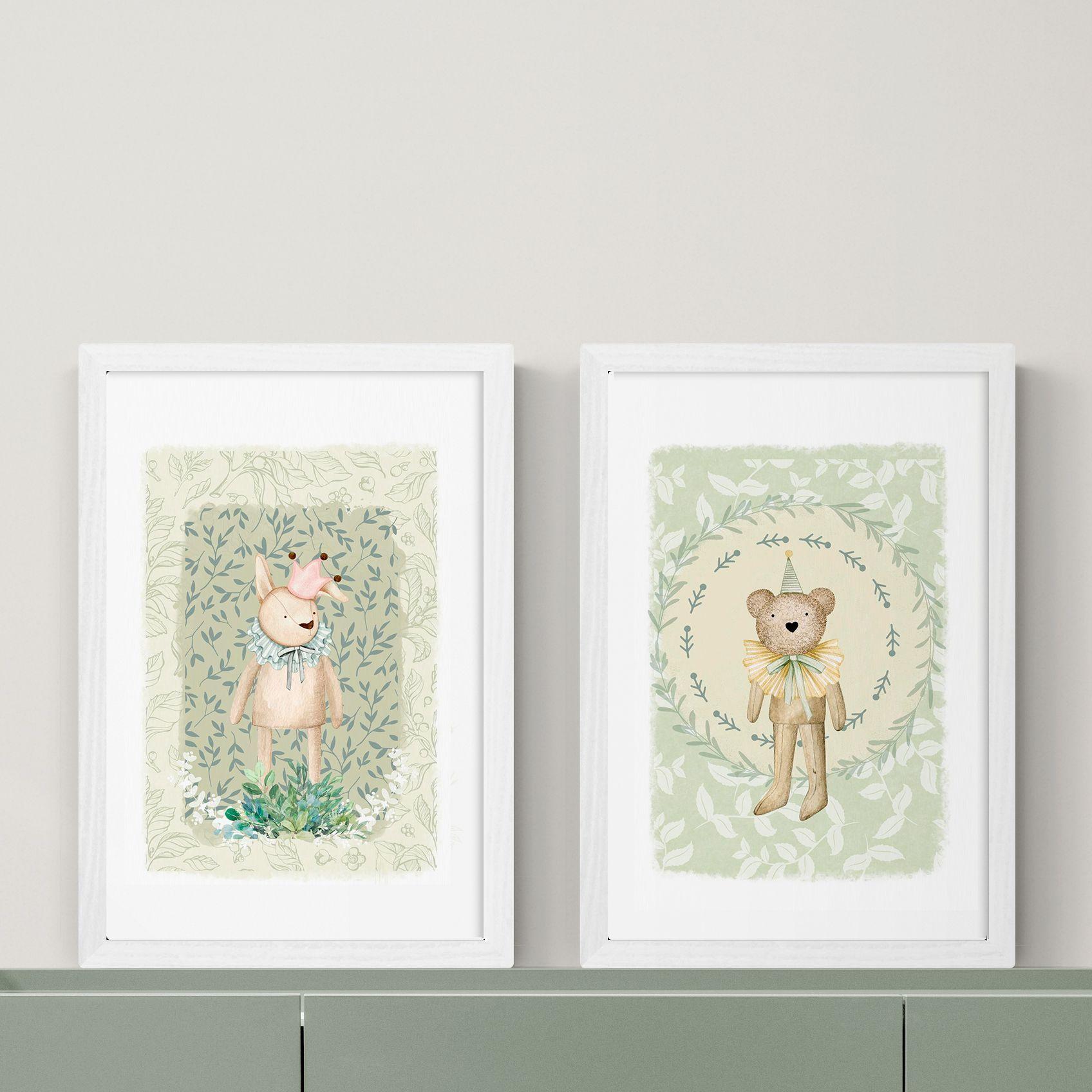 Duo de Cuadros "Botanical Friends" Tonos olivo-0