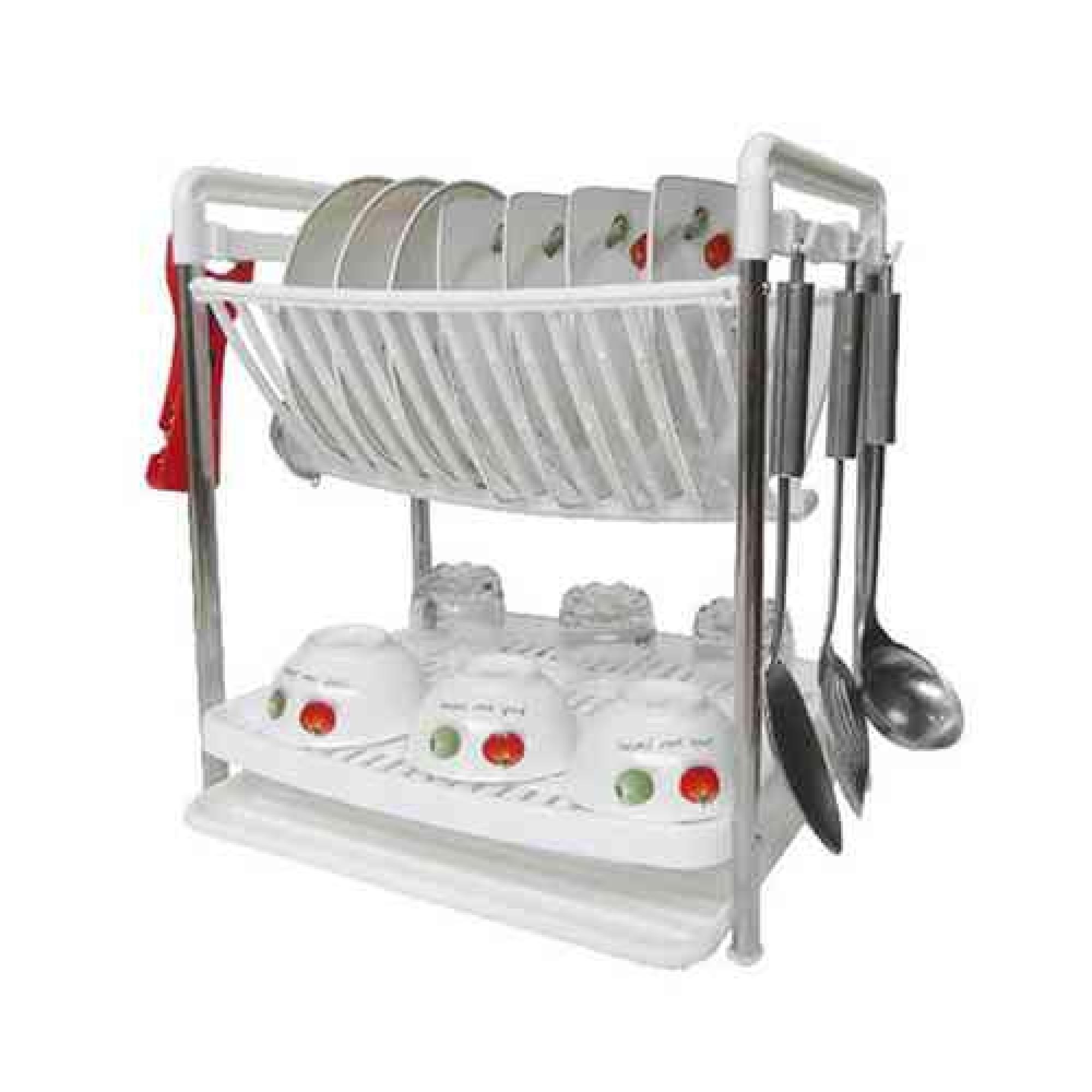 Rack Organizador Escurridor De Loza Platos 40Cm Blanco-0