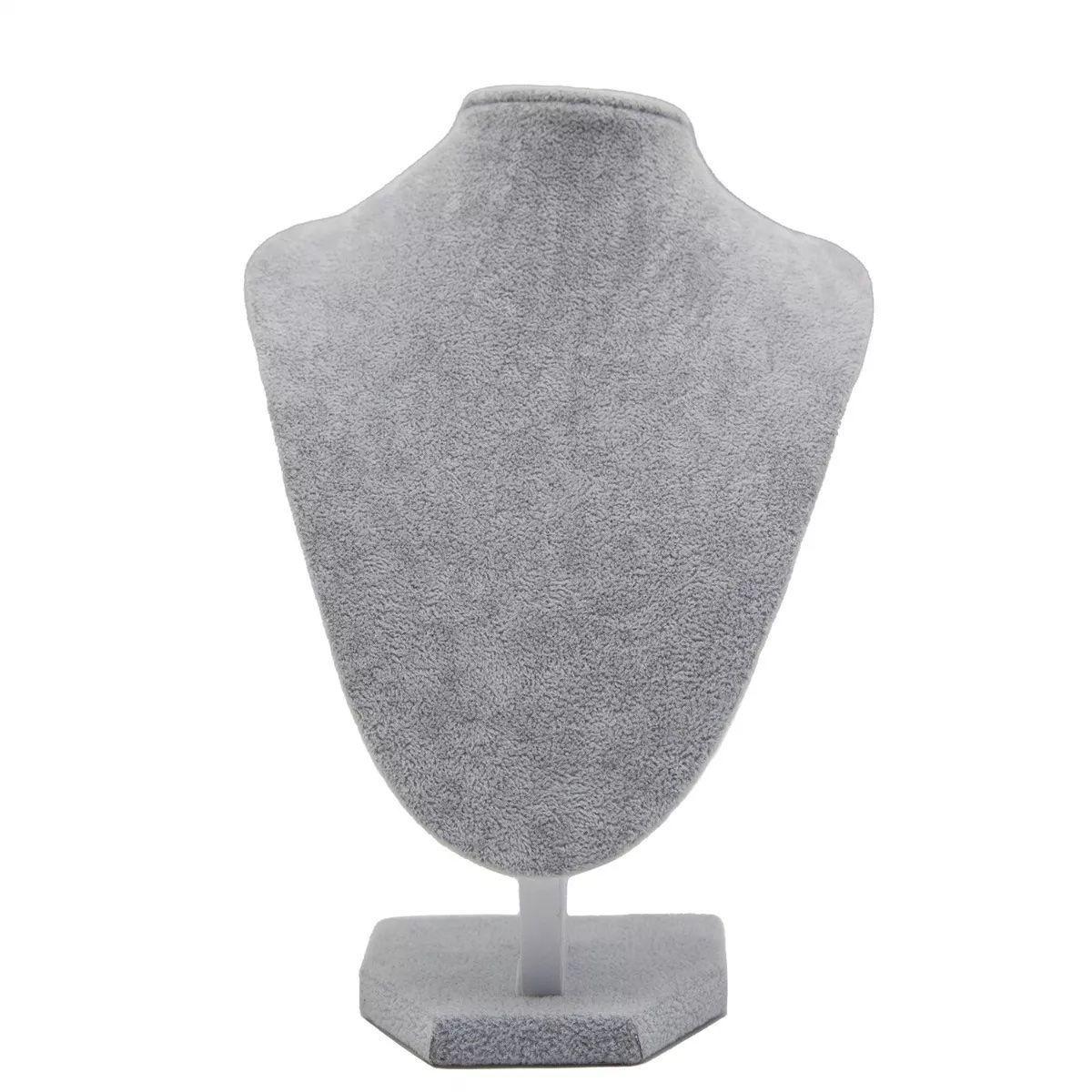 Exhibidor Cuello Alargado Mediano Felpa Color Gris-2
