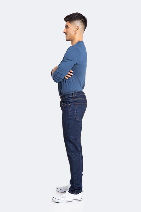 Jeans Hombre Slim Azul Oscuro Liso-4