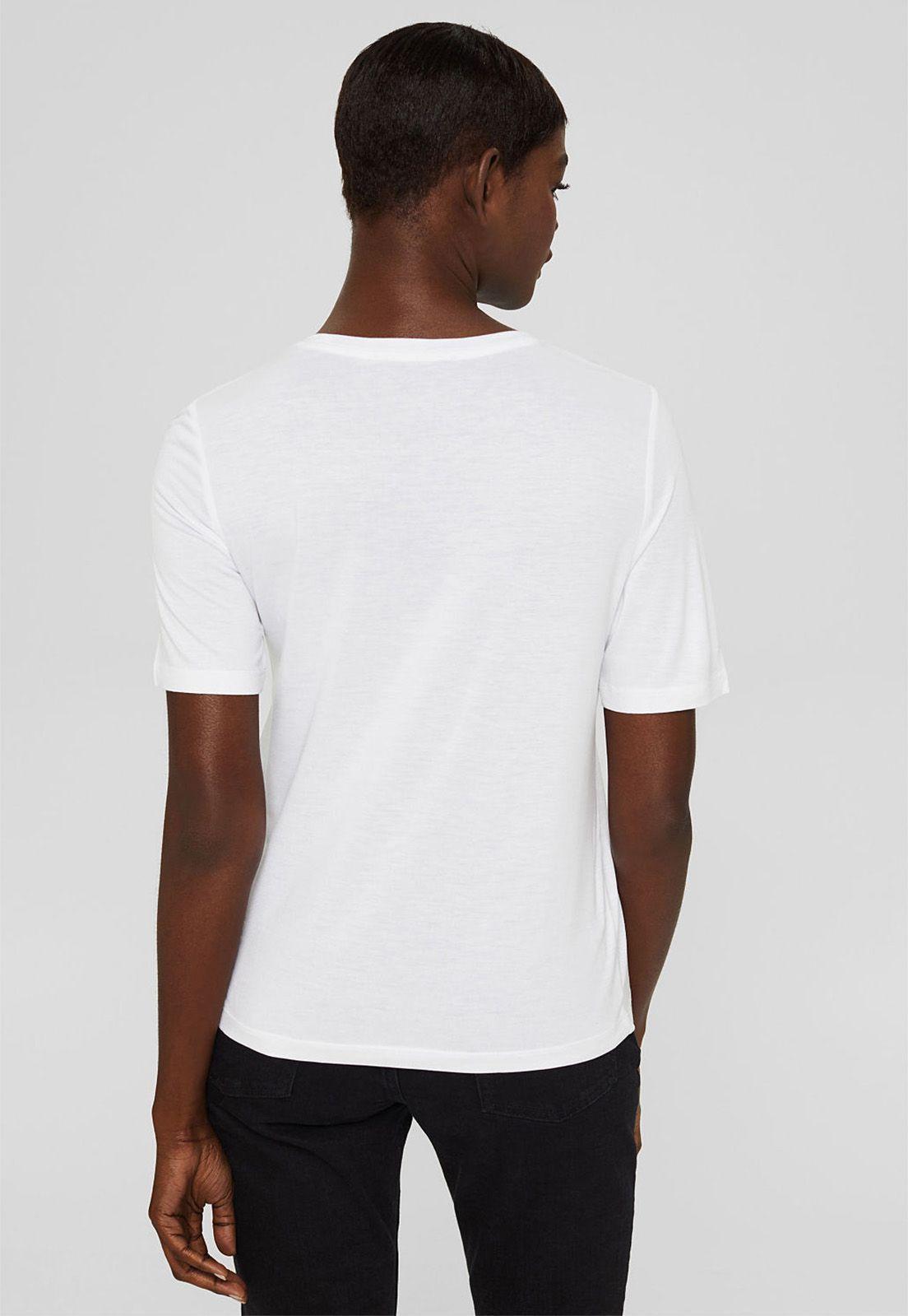 Polera Mujer Manga Corta Con Estampado Esprit Blanco-1