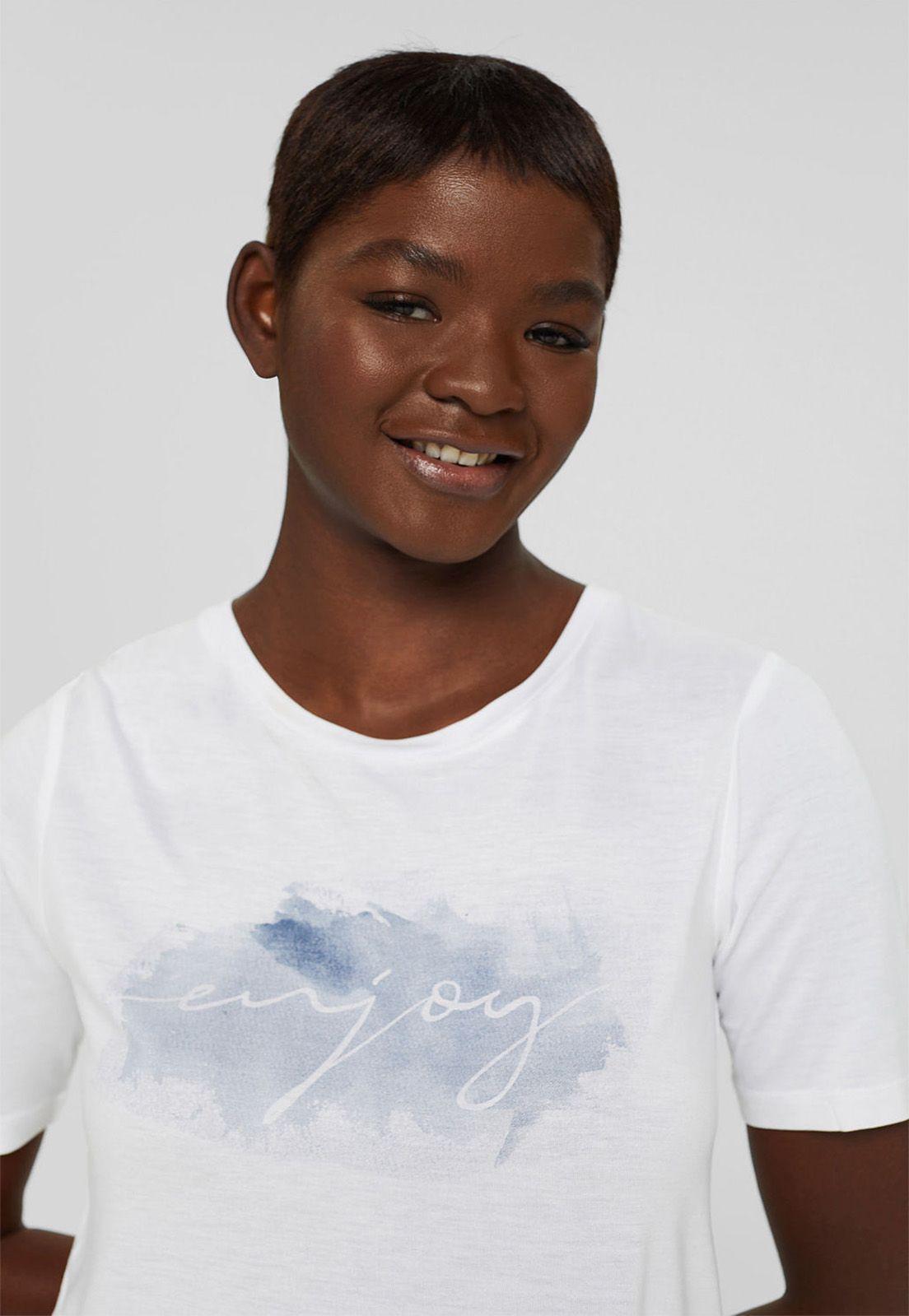 Polera Mujer Manga Corta Con Estampado Esprit Blanco-2