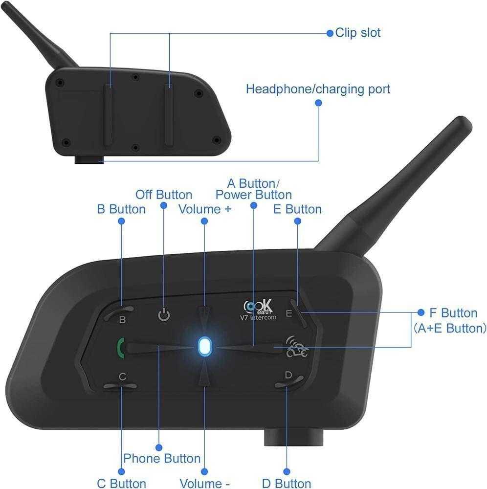 Intercomunicador y Manos libres Bluetooth Lookearth V7 800m-2