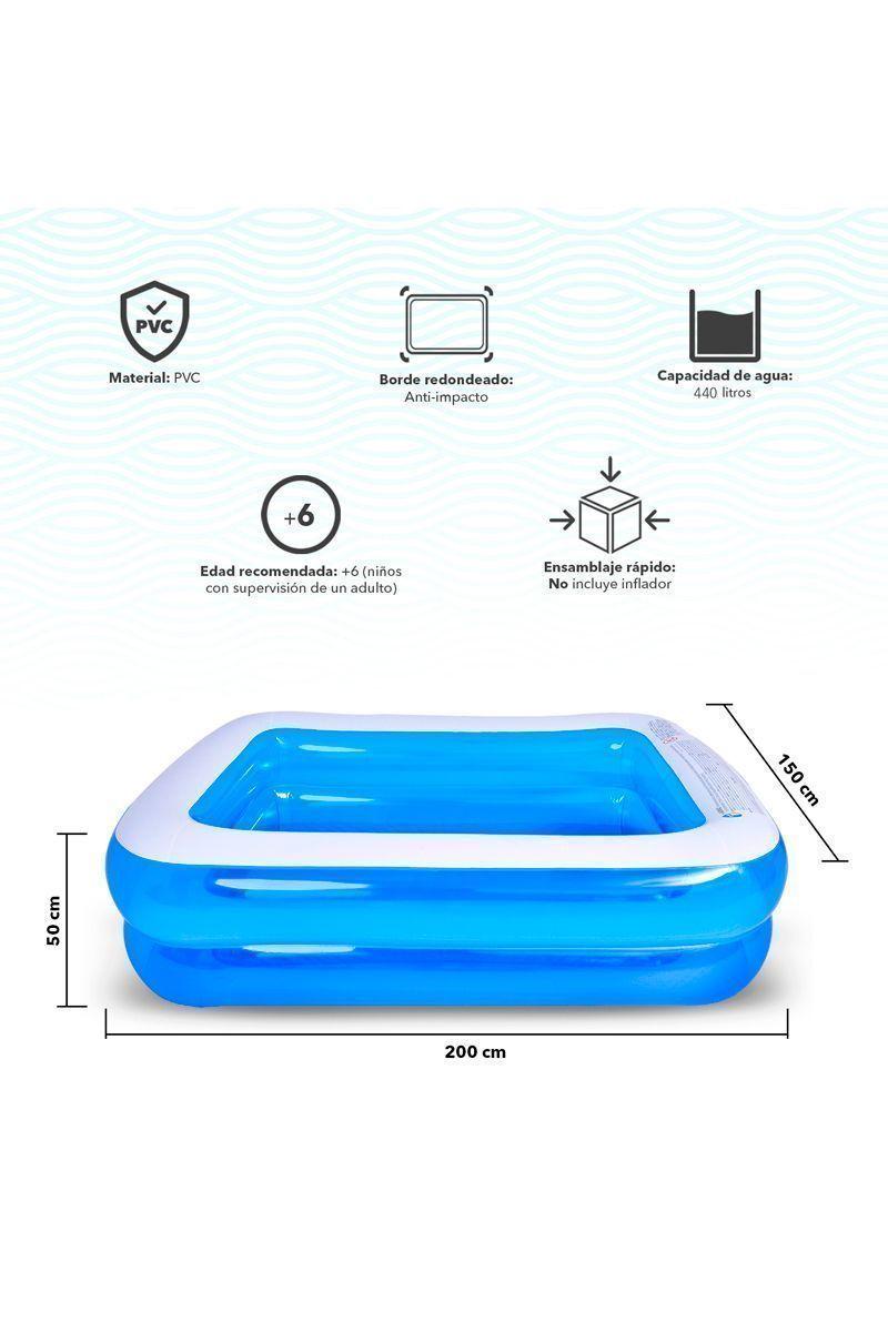 Piscina Rectangular Inflable  440 L 200x150x50 cm-2