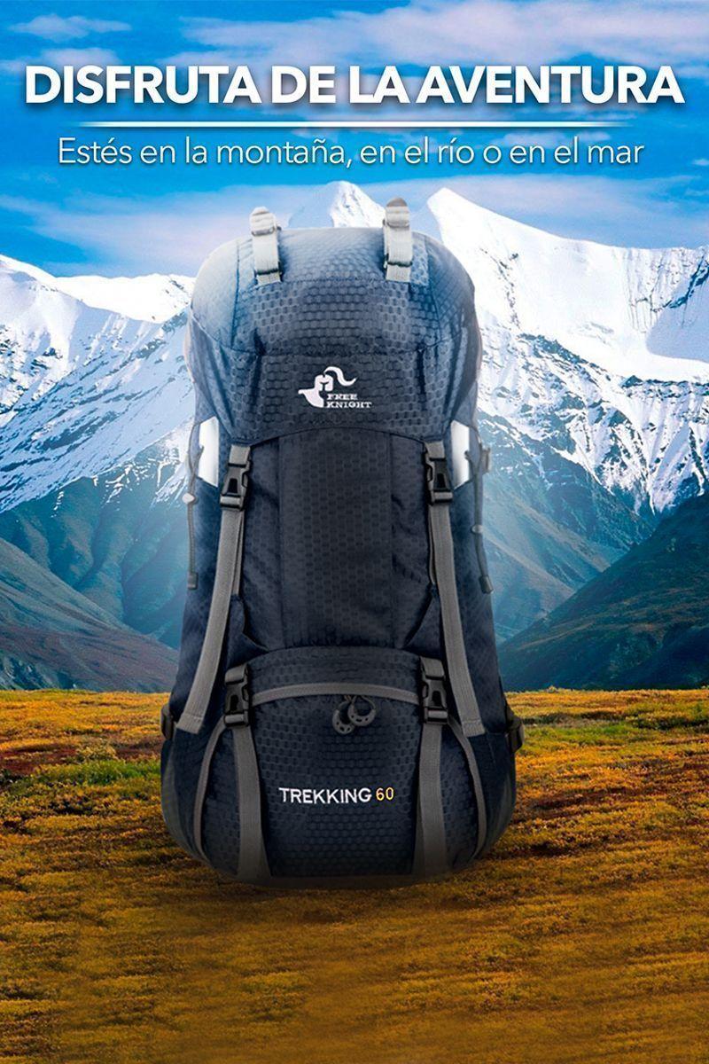 Mochila 60 L Transpirable Outdoor Trekking Azul-4