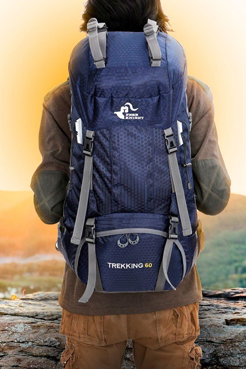 Mochila 60 L Transpirable Outdoor Trekking Azul-1