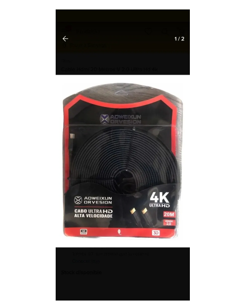 Pack X2 Cables Hdmi De 20 Metros 4k -4