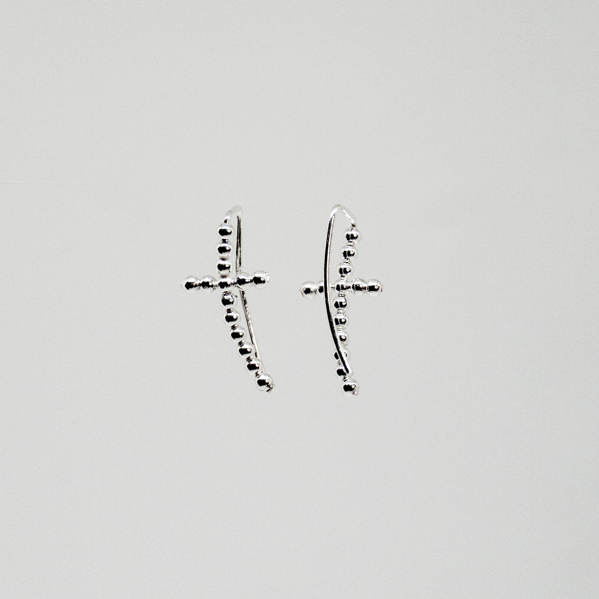 Aros Trepadores Cruz 21 mm. 9 mm Plata Philippa Joyas-0