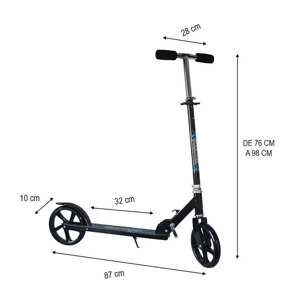 Scooter Monopatin Niños Adolescente Plegable Xl Negro-3