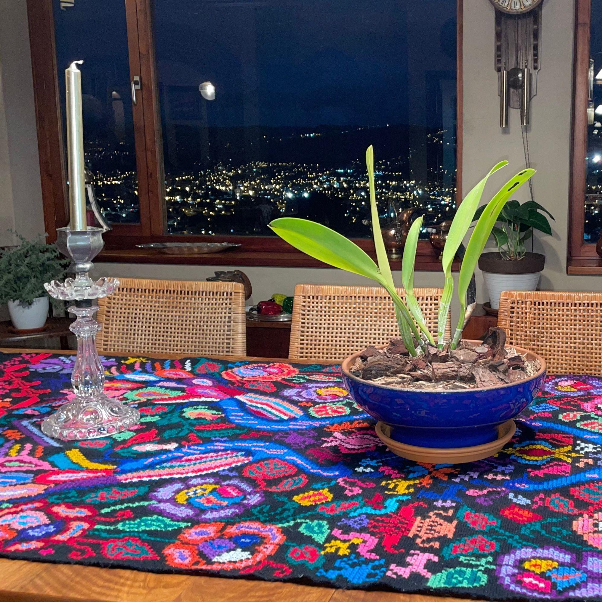 Centro de Mesa Rustico, esmaltado ceramico, azul-imperial, 32cm x 12cm  y su Plato-3