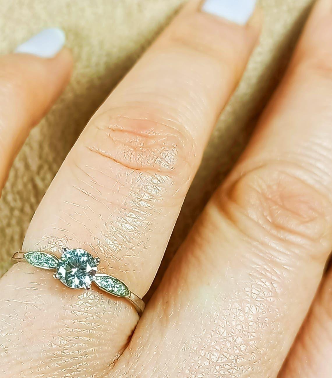 Anillo Plata fina ley S925 talla 6 Solitario Compromiso circonio "AAA"-5