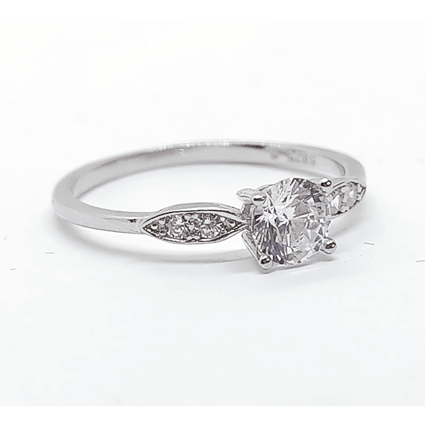 Anillo Plata fina ley S925 talla 6 Solitario Compromiso circonio "AAA"-0
